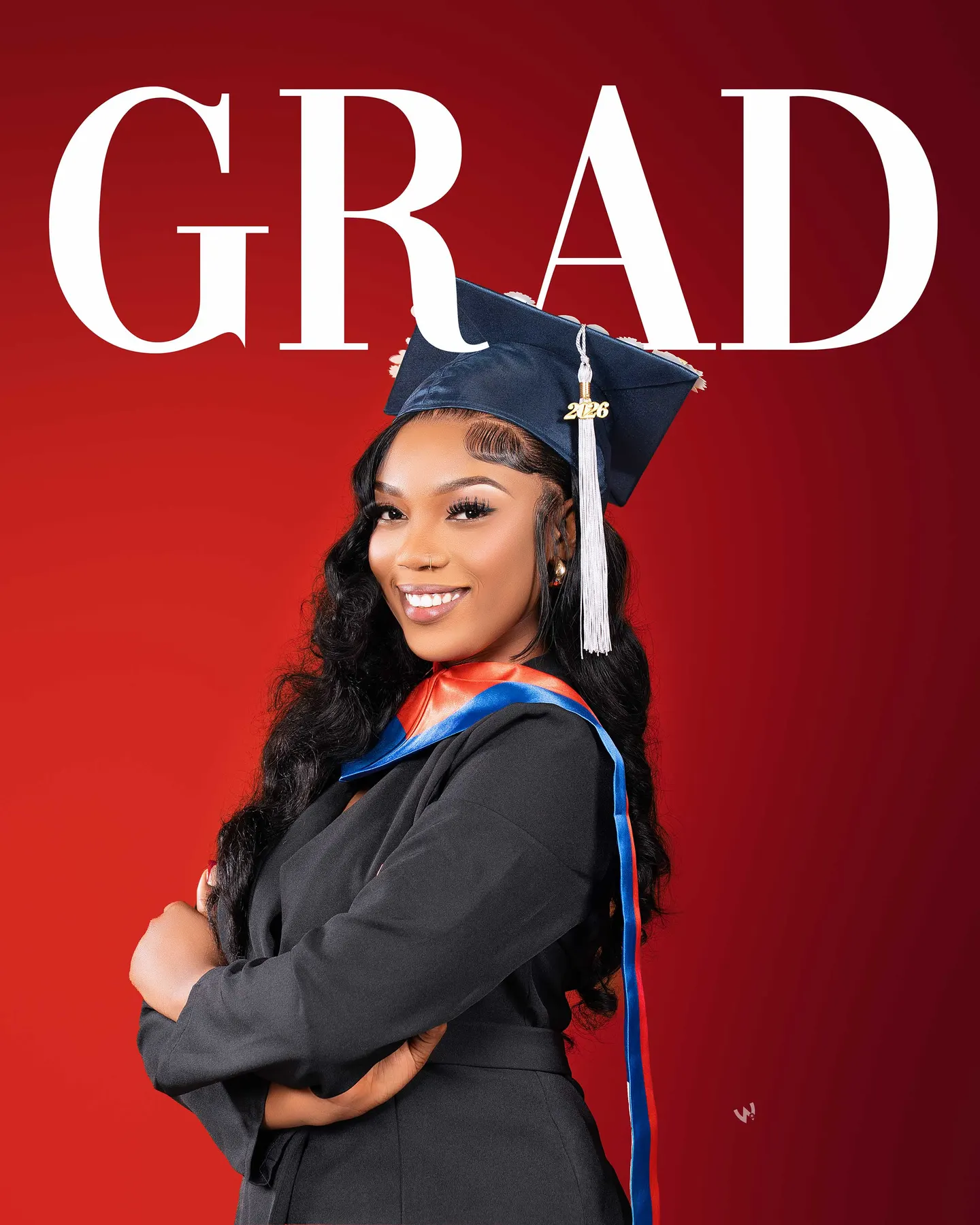 Graduation portrait, magazine-style studio concept